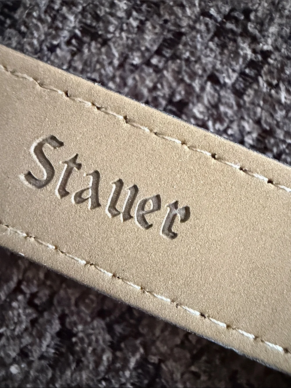 Stauer Men's Gold Case Black Leather Strap Dress Watch